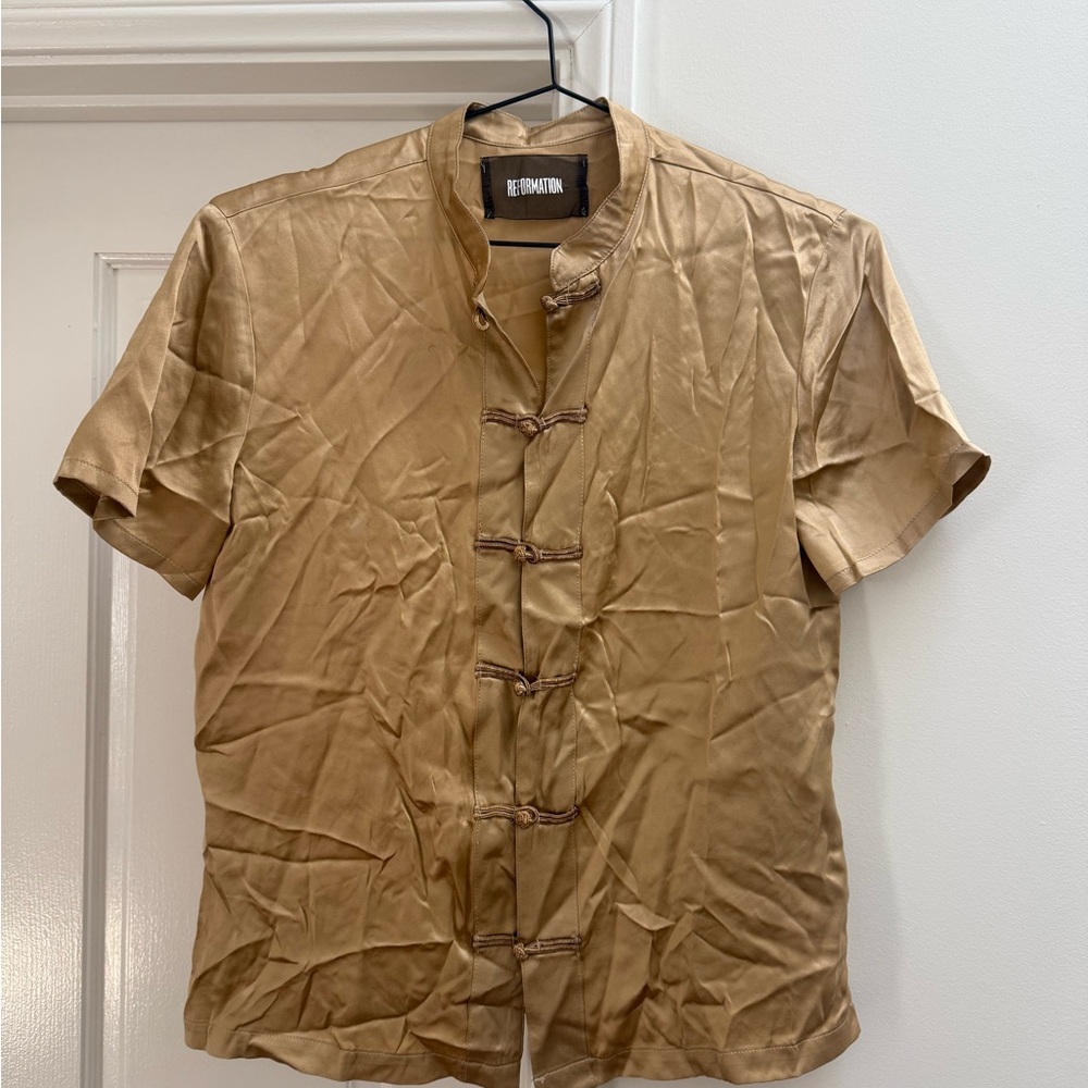 Reformation Gold Surplus Fabric Top